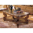 thumbnail image 1 of Wood Cocktail Table With Marble Tabletop, Brown- Saltoro Sherpi, 1 of 4