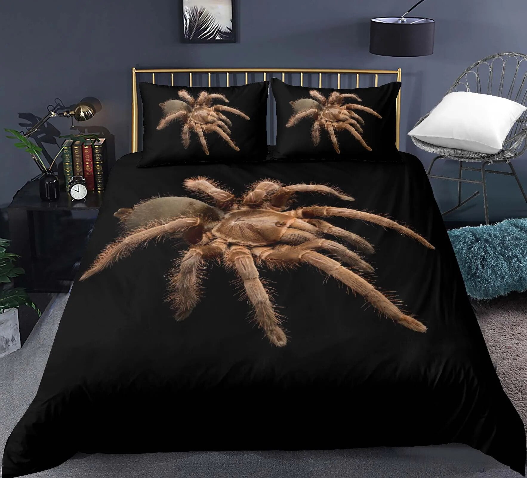 Tarantula Print Bedding Set King Full 3D Print Black Spider Comforter