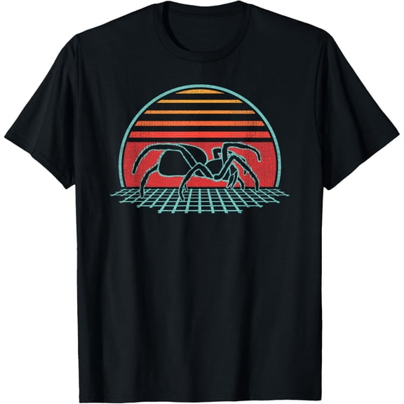 Tarantula Retro Vintage 80s Style Spider Lover Owner Gift T-ShirtMen and women, Black T-shirt, size: Extra large S-4XL