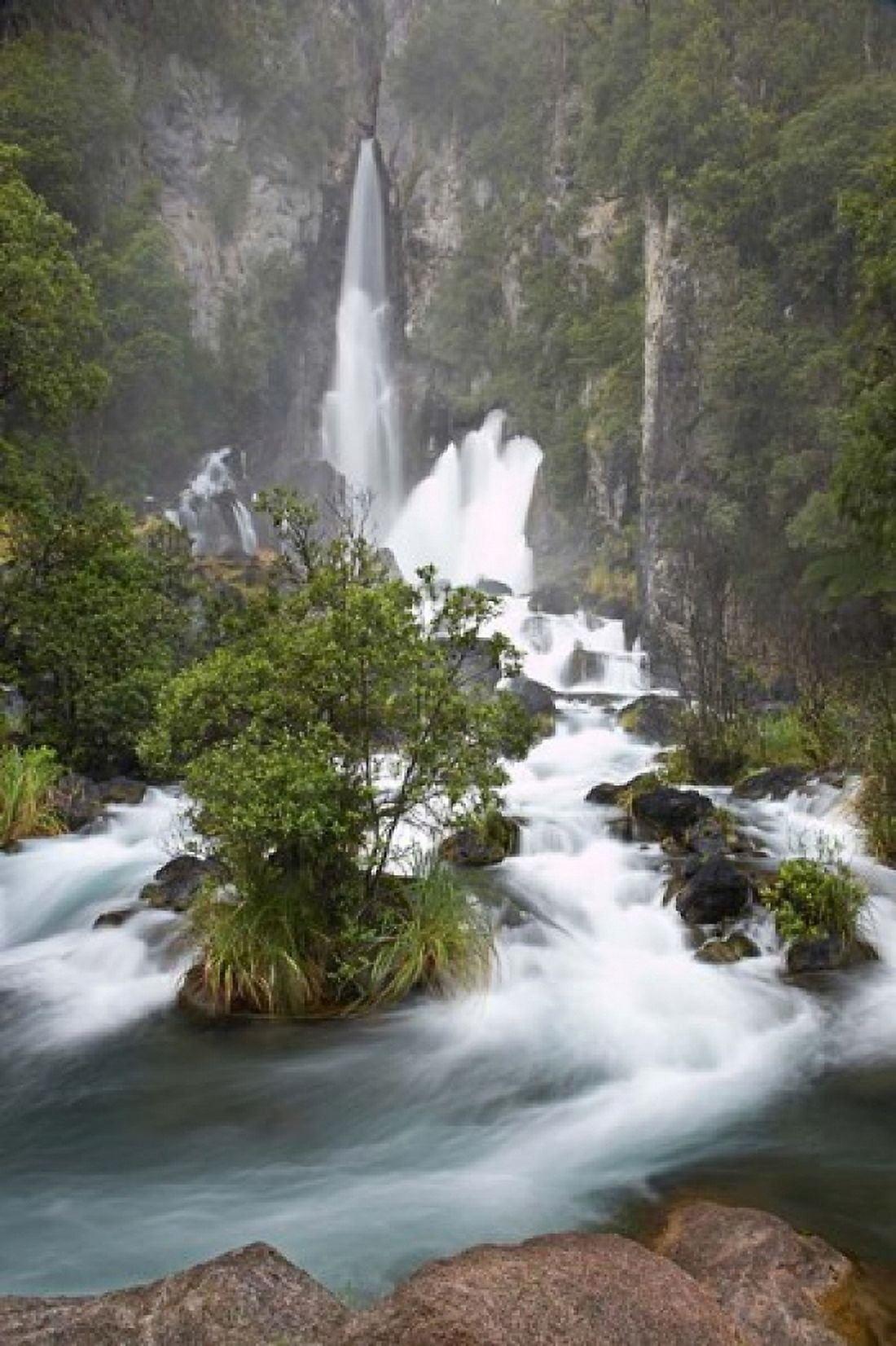 Tarawera Falls Tarawera River North Island New Zealand Canvas Art - David Wall DanitaDelimont (23 x 34)