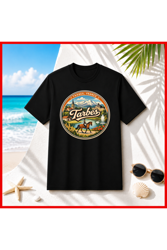 Tarbes France Equestrian Vintage Landscape Unisex T-Shirt, S-5XL
