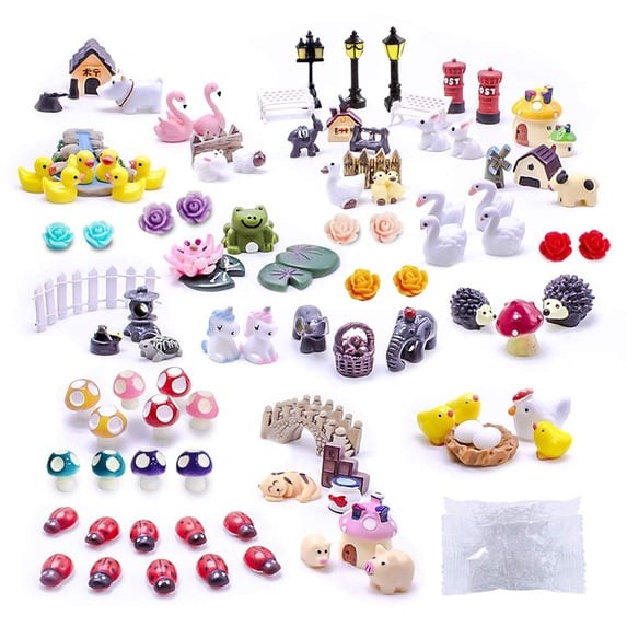 Tardigrade 100 Pcs Fairy Garden Accessories,Fairy Tiny House Miniature Figurines Decor Outdoor Party