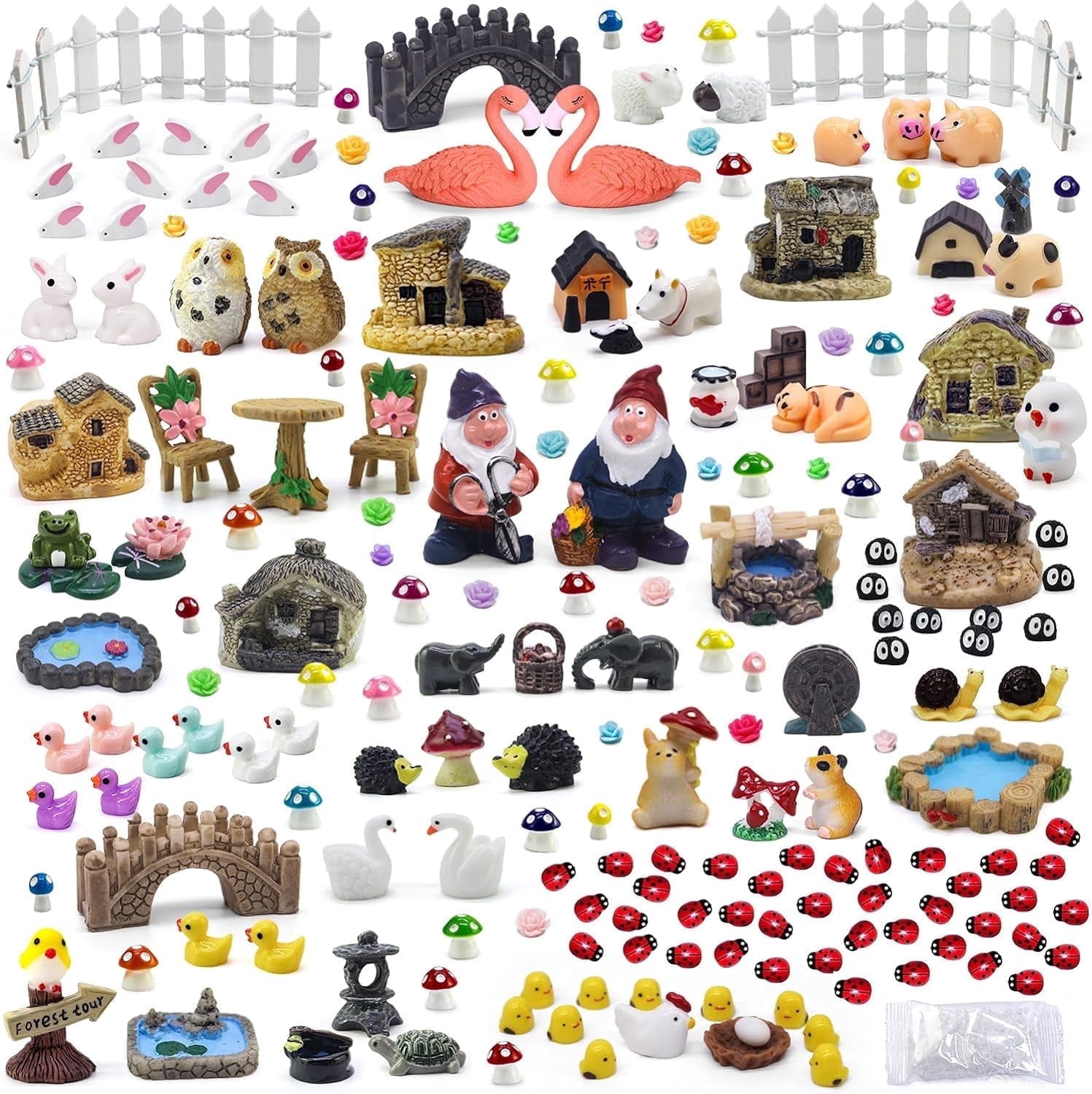 Tardigrade 200 Pcs Fairy Garden Accessories, Fairy Tiny House Miniature Figurines Outdoor