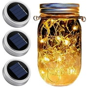 Tardigrade 3 Pack Mason Jar Solar Lights Lids, Solar Fairy LED Lights (NO Jars), Festival Garden Shed Windows Party Decor Lanterns String Lights Outdoor