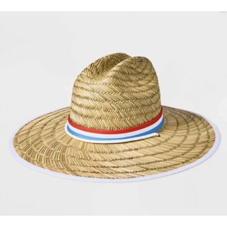 Wide-Brim Striped Sun Hat in Yellow, Red & Blue Rainbow Bucket Hat Cotton Sun Protection Hat with Wide Brim  main image 4
