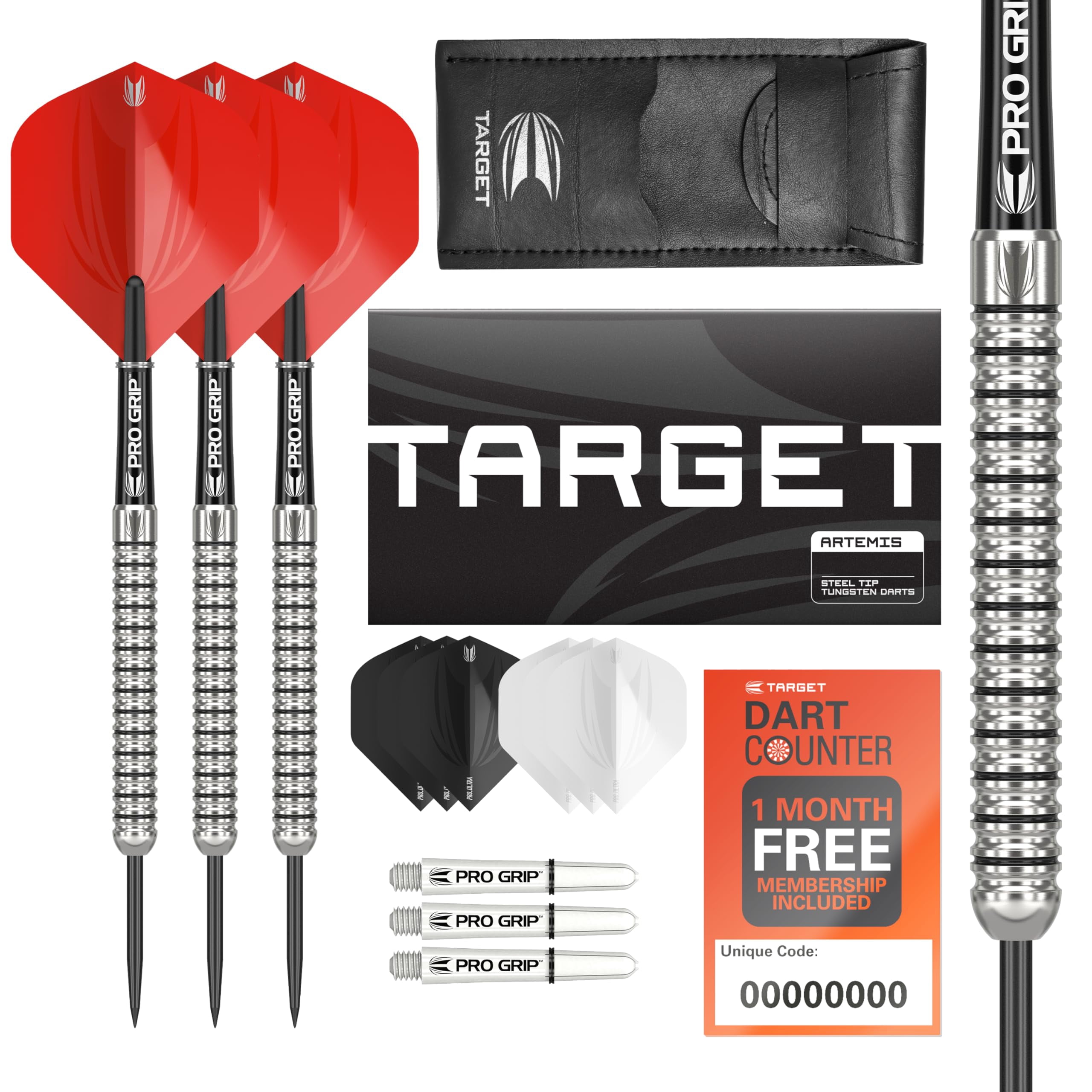 Target Darts Artemis 21G Tungsten Steel Tip Darts Set - 6 Pro Grip