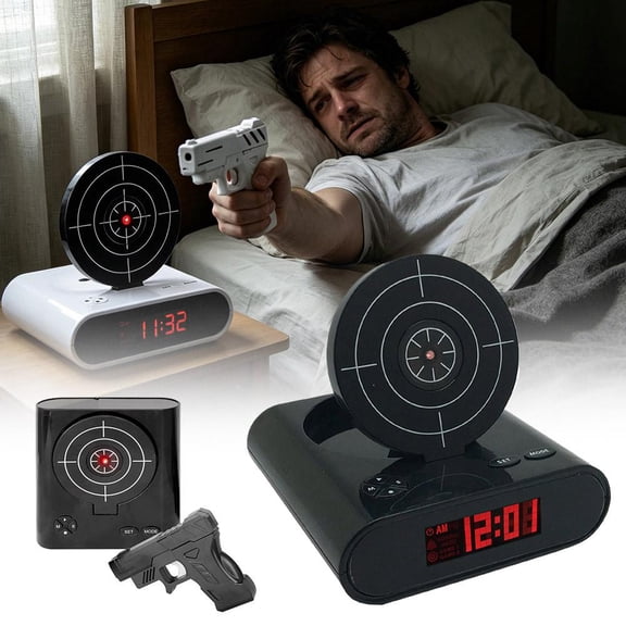 Target Shooting Alarm Clock – Digital Timer with Shooting Game, Voice Recording, LED Display, for Adults – Bedroom or Office Novelty Gift