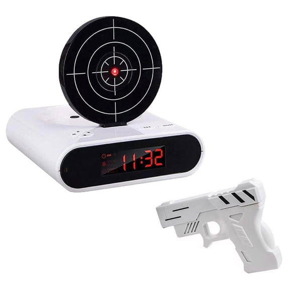 Target Shooting Alarm Clock – Digital Timer with Shooting Game, Voice Recording, LED Display, for Adults – Bedroom or Office Novelty Gift