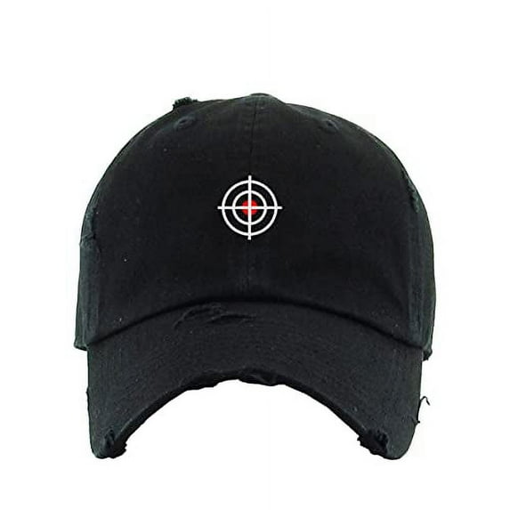Target Sign Vintage Baseball Cap Embroidered Cotton Adjustable Distressed Dad Hat Black