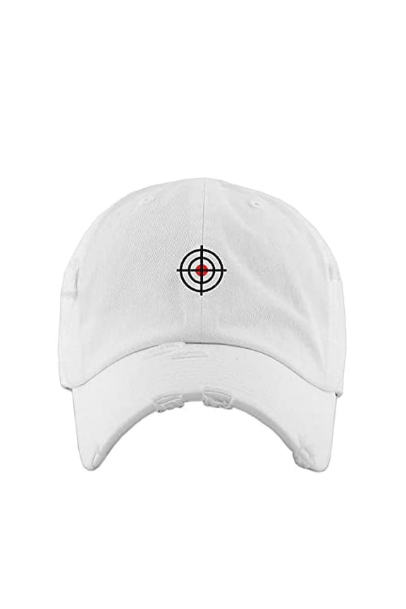 Target Sign Vintage Baseball Cap Embroidered Cotton Adjustable Distressed Dad Hat White