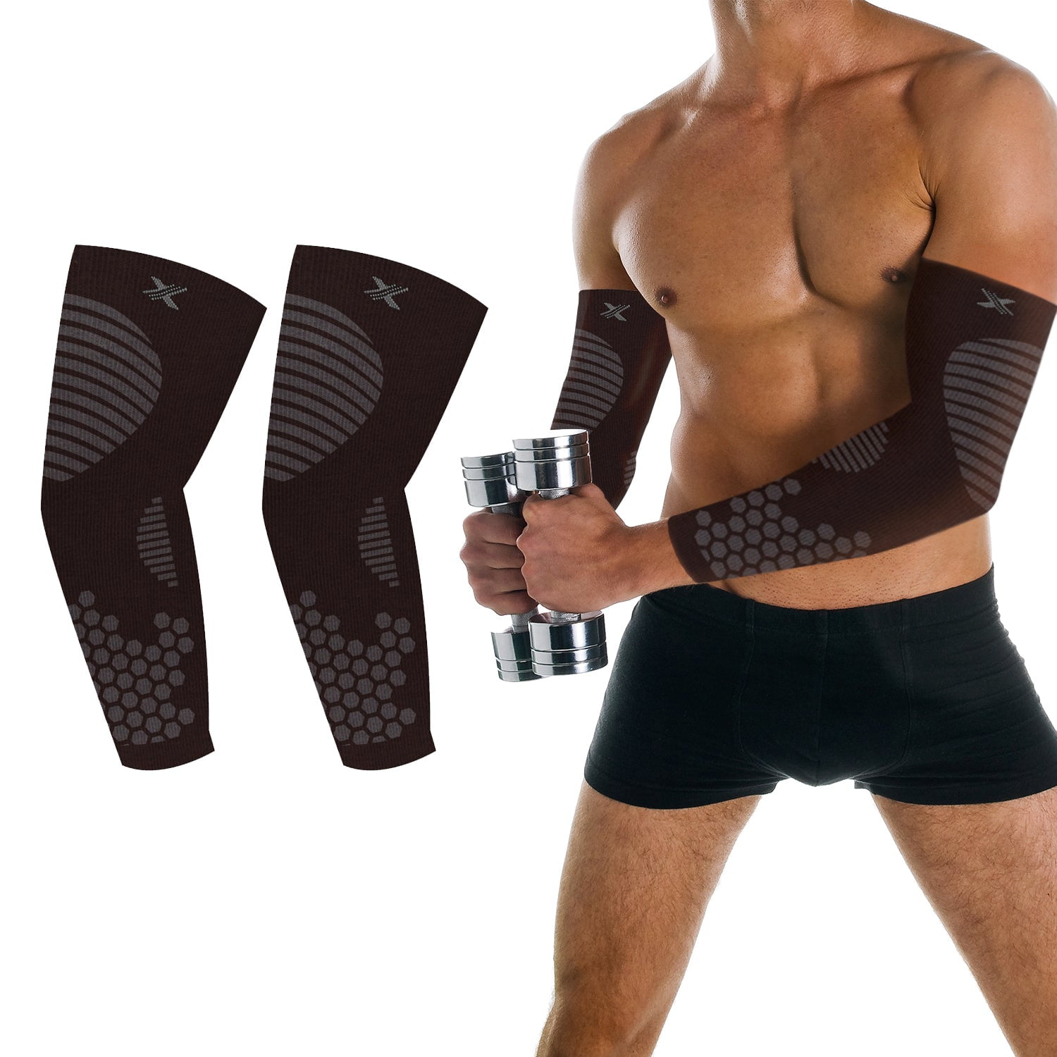 Targeted Compression Pain Relief Elbow Arm Sleeves Set (1-Pair)