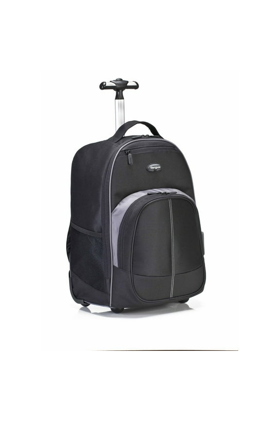 16" Compact Rolling Laptop Backpack, Black