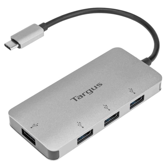 Targus ACH226BT USB-C to 4-Port USB-A Hub - 5Gbps High-Speed Data Transfer, Portable Aluminum Hub for Laptops