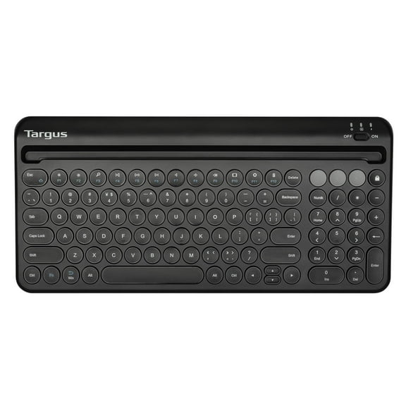 Targus Multi-Device Bluetooth Antimicrobial Keyboard with Tablet/Phone Cradle, Black- AKB867US