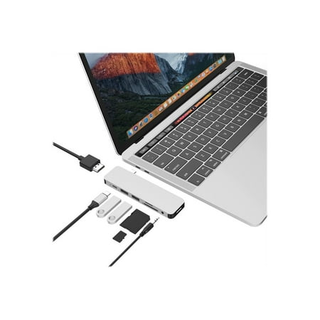 Hyper - 7-Port Universal USB-C Hub - USB-C Docking Station for Laptops - Silver