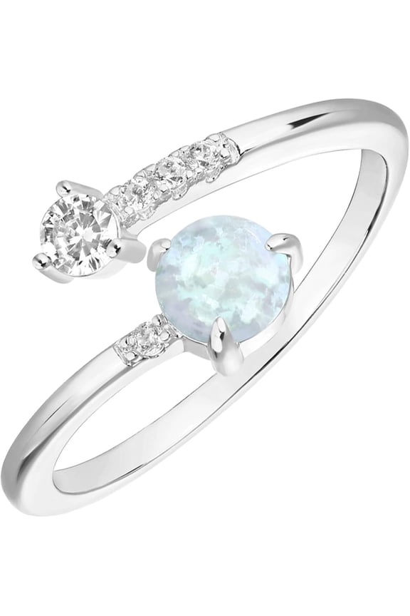14K Gold Plated Created Opal Rings - Stacking Rings for Women