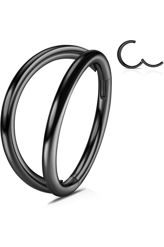 316L stainless steel pierced rings, hinged nose rings, set with zircon/opium, body pierced rings, segmented clasp lip rings, cartilage earrings, cartilage earrings, diameter 8mm/10mm