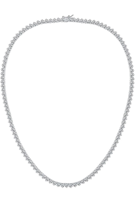 4mm Tennis Necklaces for Women - 3 Prong 18K White Gold Plated Round Cubic Zirconia Classic diamond Tennis Chain, Tennis Necklace for Women and Men, Size 16/18/20/22/24 inch