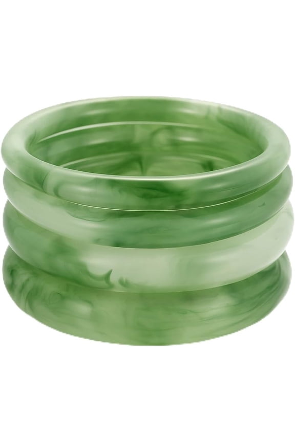 6pcs Chunky Acrylic Bangle Bracelets for Women, Resin Bamboo Brown Stretchy Bracelet Stack, Fashion Jewelry for Women