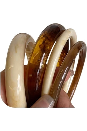 Acrylic Bangles Bracelets for Women, Irregular Acrylic Resin Chunky Bracelets Geometric Fashions Thick Statement bangle Set