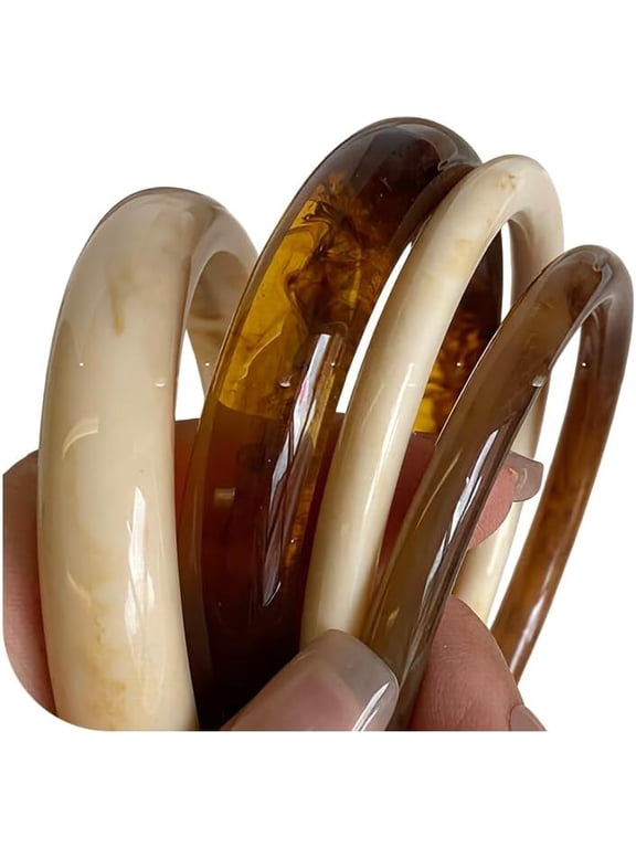 Acrylic Bangles Bracelets for Women, Irregular Acrylic Resin Chunky Bracelets Geometric Fashions Thick Statement bangle Set