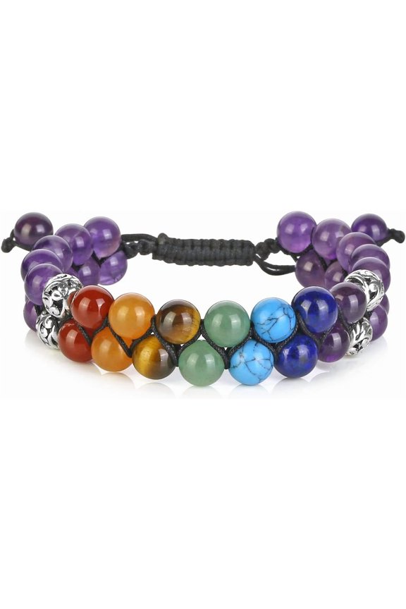 Bead Chakra Bracelet 7 Chakras Healing Crystals Bracelet Yoga Stone Beads Bracelets Meditation Relax Anxiety Bangle for Womens Mens