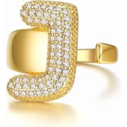 Tarien Bold Initial Letter Rings Adjustable, GoldChic Jewelry Women Gold Statement Ring Personalized Engraved Women s Open Signet Ring for Party Gold, White Gold, Black