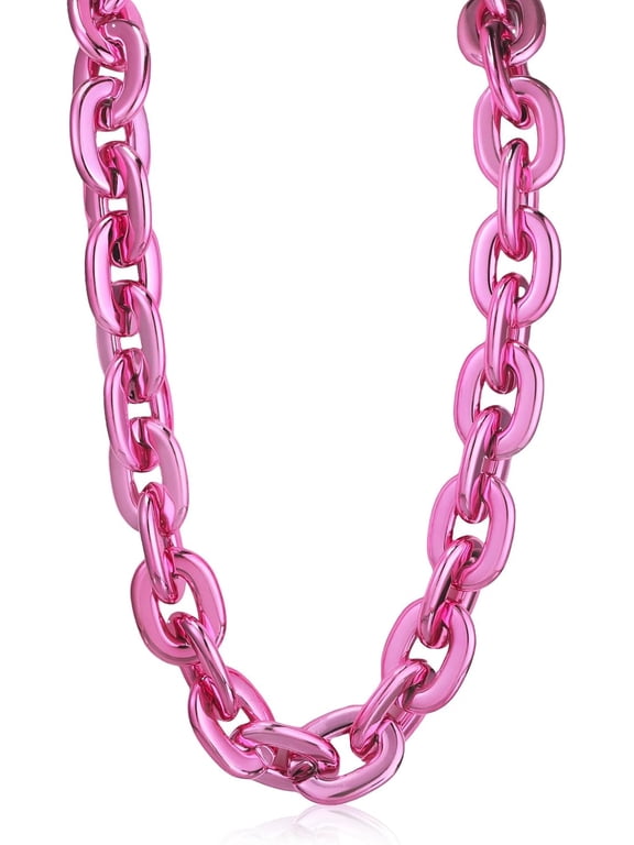 Chunky Plastic Chain Necklace for Men Women, Fixed Length Hip Hop Party Jewelry, 28/31/36/39 Inch (9 Colors Available)