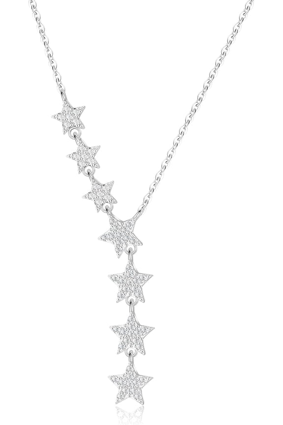 Crystal Dainty Star Necklace for Women, Star CZ Charm Statement Y-Necklace Gold/Silver/Rose Gold Shining Exquisite Choker Necklace for Women Adjustable Jewelry Gifts
