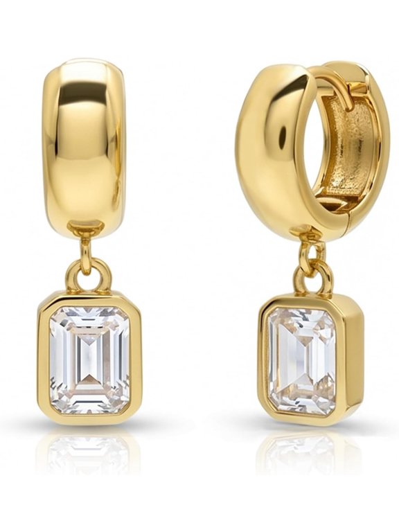 Fashion Pendant Earrings, Women's Style, Bold and Bold Zirconia Earrings (Gold/Silver)