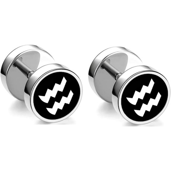 Tarien Fashion Stainless Steel Twelve Constellation Barbell Stud Earrings