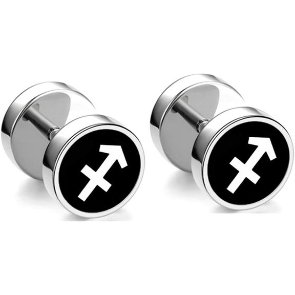 Tarien Fashion Stainless Steel Twelve Constellation Barbell Stud Earrings