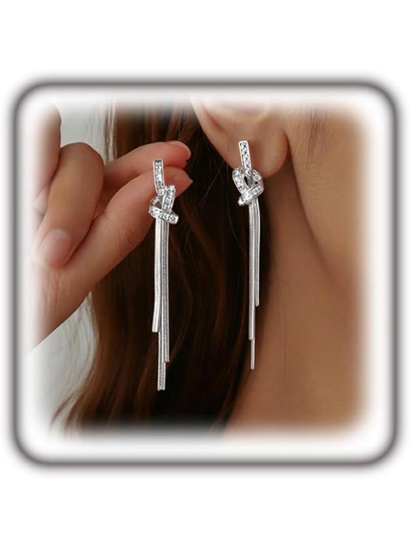 Gold Long Dangle Drop Earrings for Woman,Punk Sleek Metal Chain Tassel Earrings 70s/80s Disco Outfits Accessories Jewelry