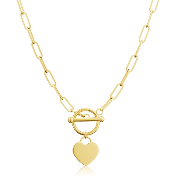 BOOTOOL Gold Plated Necklaces for Women - Dainty Layered 14K Gold Plated Stack Paperclip Rope Cuban Toggle Link Chain Choker Necklace Set Chunky Trendy Jewelry Gift