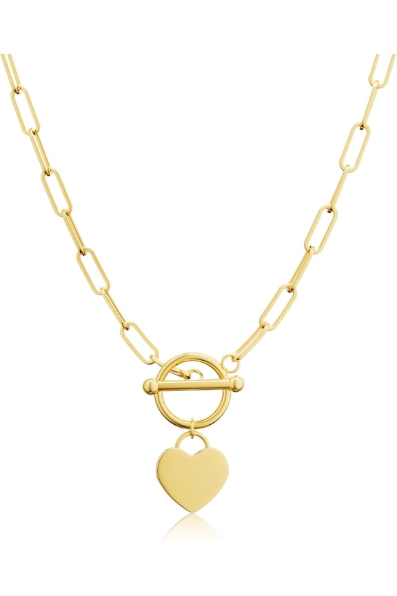 Gold Plated Necklaces for Women - Dainty Layered 14K Gold Plated Stack Paperclip Rope Cuban Toggle Link Chain Choker Necklace Set Chunky Trendy Jewelry Gift