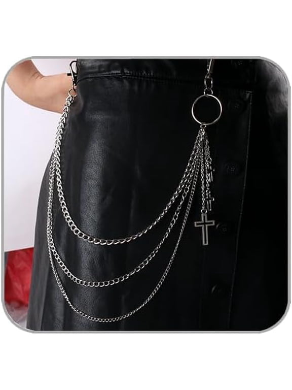 Jean Chain Belt for Men&Women, Pocket Chain Goth Punk Chain Belt Chain Layered Chunky Pants Chain and Vintage Hip Hop Wallet Chain Jewelry Accessory for Women Men