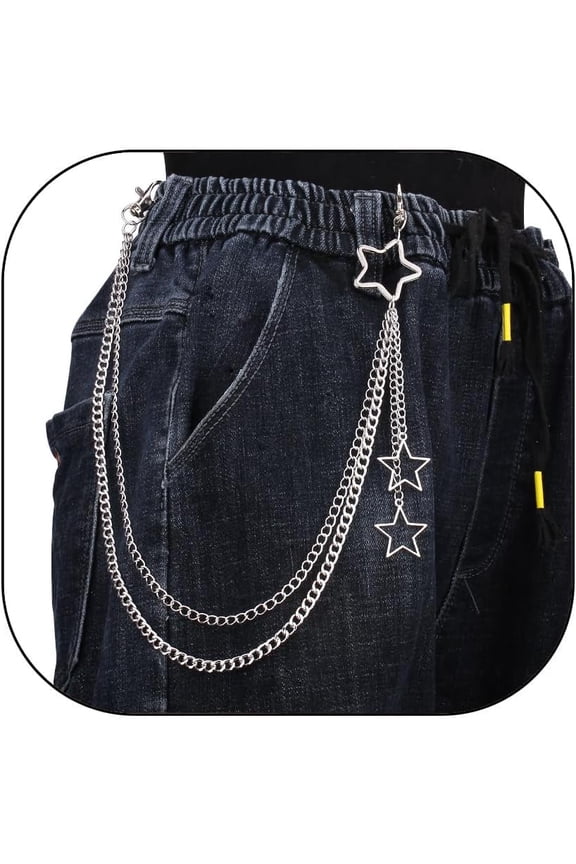 Jean Chain Belt for Men&Women, Pocket Chain Goth Punk Chain Belt Chain Layered Chunky Pants Chain and Vintage Hip Hop Wallet Chain Jewelry Accessory for Women Men