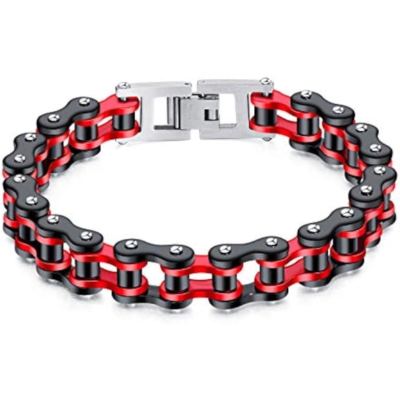 BOOTOOL Men's Cycling Bracelet, Stainless Steel Motorcycle Chain Bracelet, 8.4 Inch