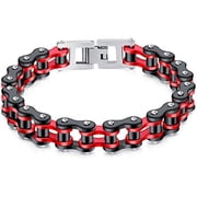 BOOTOOL Mens Cycling Bracelet, Stainless Steel Motorcycle Chain Bracelet, 8.4 Inch