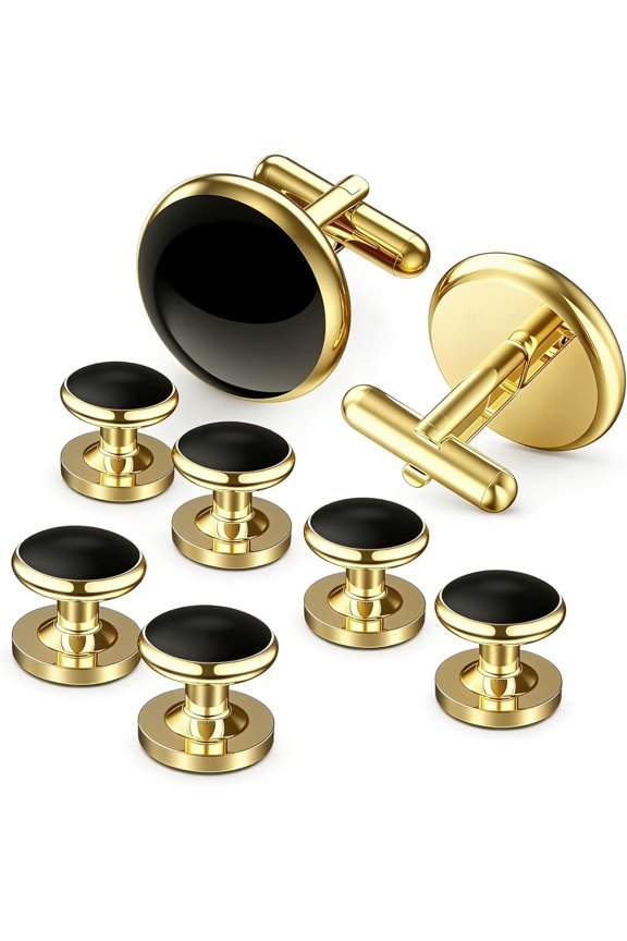 Men’s Tuxedo Studs and Cufflinks Set, Classic Jewelry or Accessories for Business, Wedding, Anniversary and Birthday Gift Cufflinks for Men