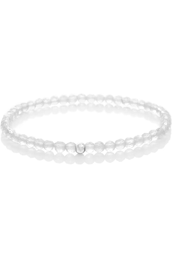 Natural Gemstone Bracelet - 925 Sterling Silver with Faceted Pearls, Superior Quality