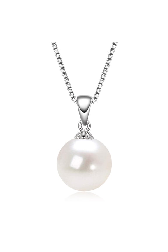 Real Pearl Pendant Necklace for Women, 14K Gold Plated 925 Sterling Silver, Genuine AAAA Cultured Freshwater Pearl, Pearl Necklace with 16-20 Inch Adjustable Chain