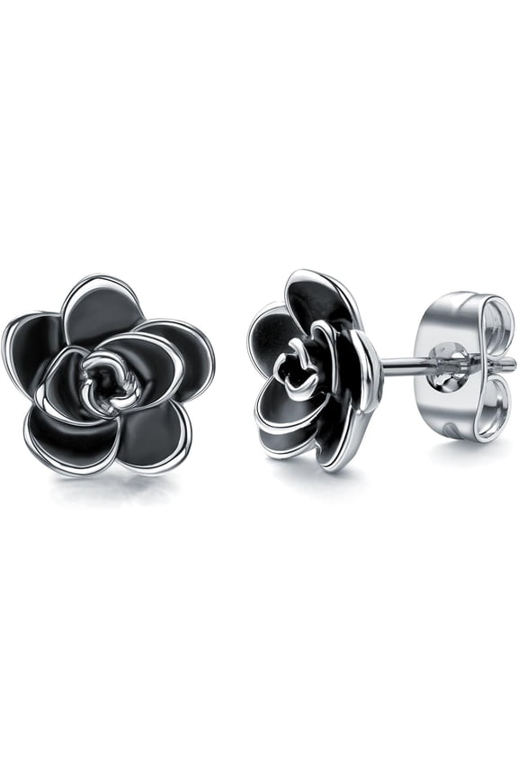 Rose Flower Stud Earrings for Women Sensitive Ears, Hypoallergenic Cute Gold And Silver Rose Flower Earrings Studs for Women Nickel Free