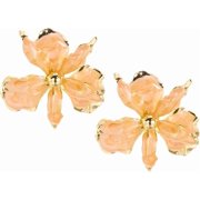 BooToolStatement Flower Earrings for Women - Oversized 3D Enamel Floral Studs Earrings, Tropical Hawaiian Summer Vacation Beach Wedding Party Jewelry