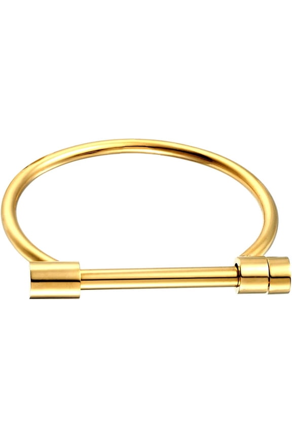 Stylish Titanium Steel D Shape Bar Screw and Shackle Cuff Bangle Bracelet for Unisex