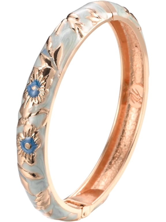 Tarien Women's Bangle Bracelet Golded Alloy Hinged Flower Enameled Cloisonne Jewelry with Gift Box 55B01