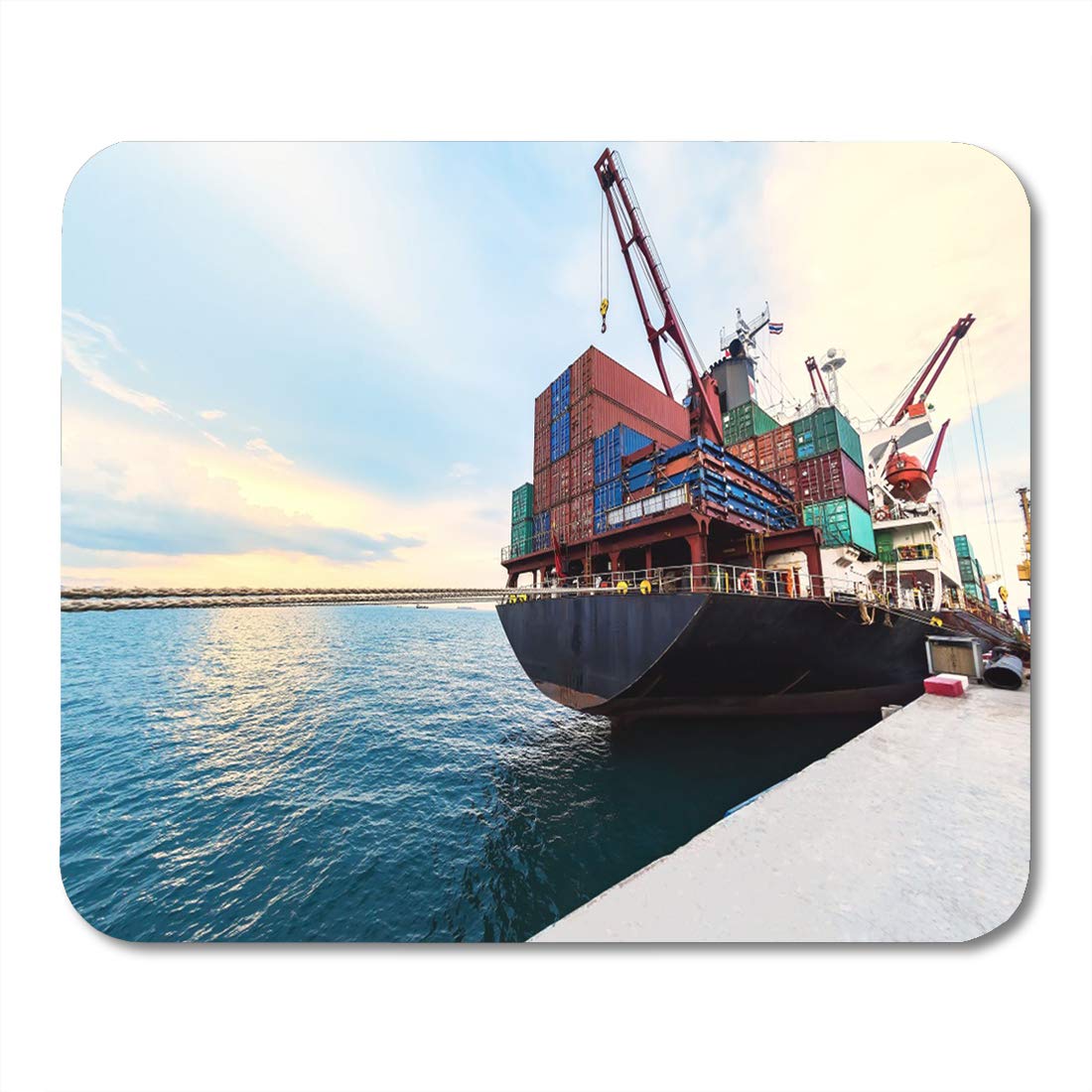 Tariff Container Ship Commercial Vessel Alongside in Port Mousepad