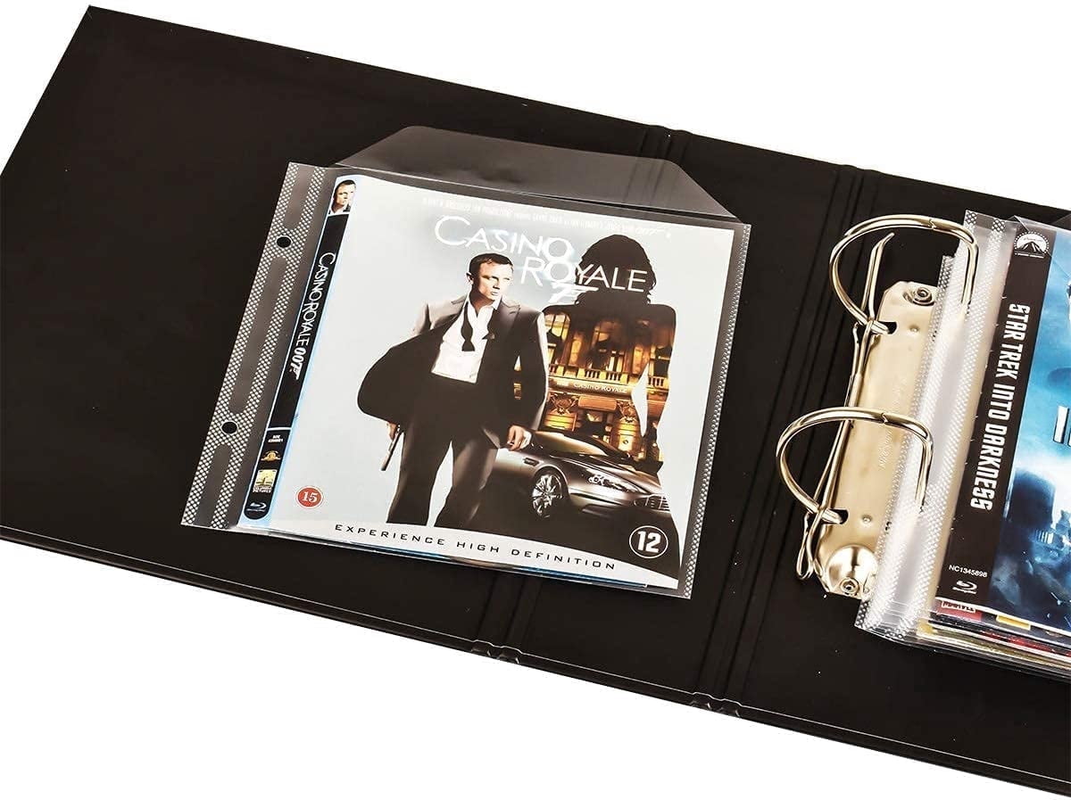 Djois® Blu-ray Storage Bundle Pack with 50 Protective Sleeves and 2 Black Binders (10265)