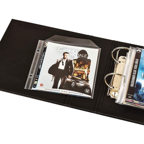 Djois® Blu-ray Storage Bundle Pack with 50 Protective Sleeves and 2 Black Binders (10265)