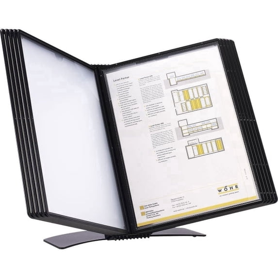 Djois® Wall Mount Easy-Load Reference System, Durable ABS Plastic & Metal, 10 Letter-Size Pockets, Black